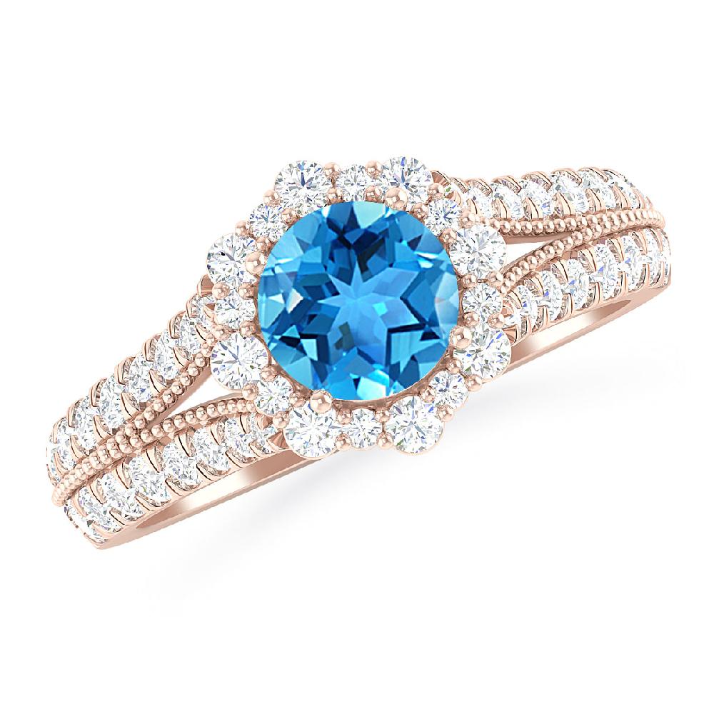 Rose Gold - Blue Topaz