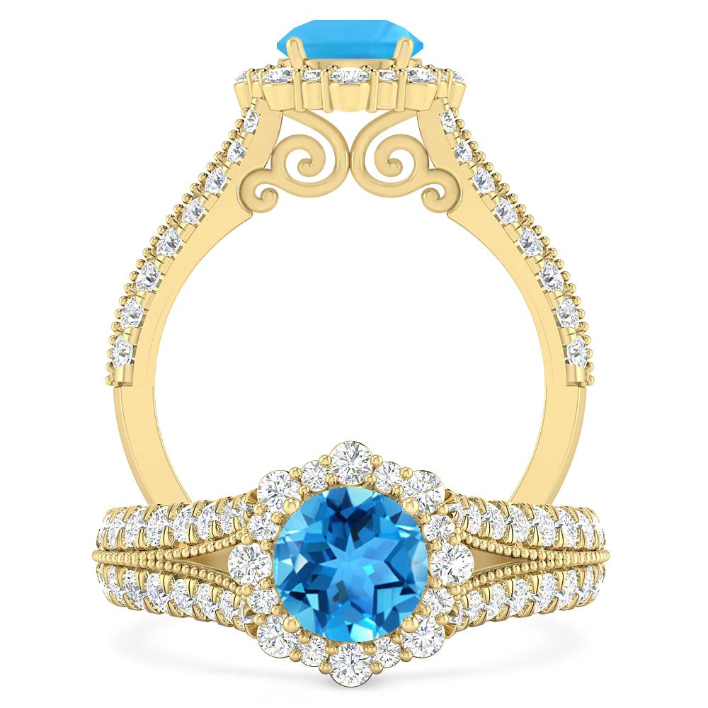 Yellow Gold - Blue Topaz