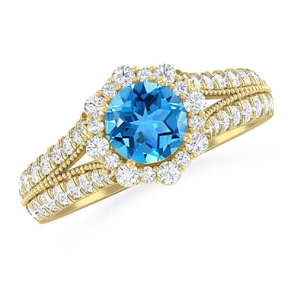 Yellow Gold - Blue Topaz