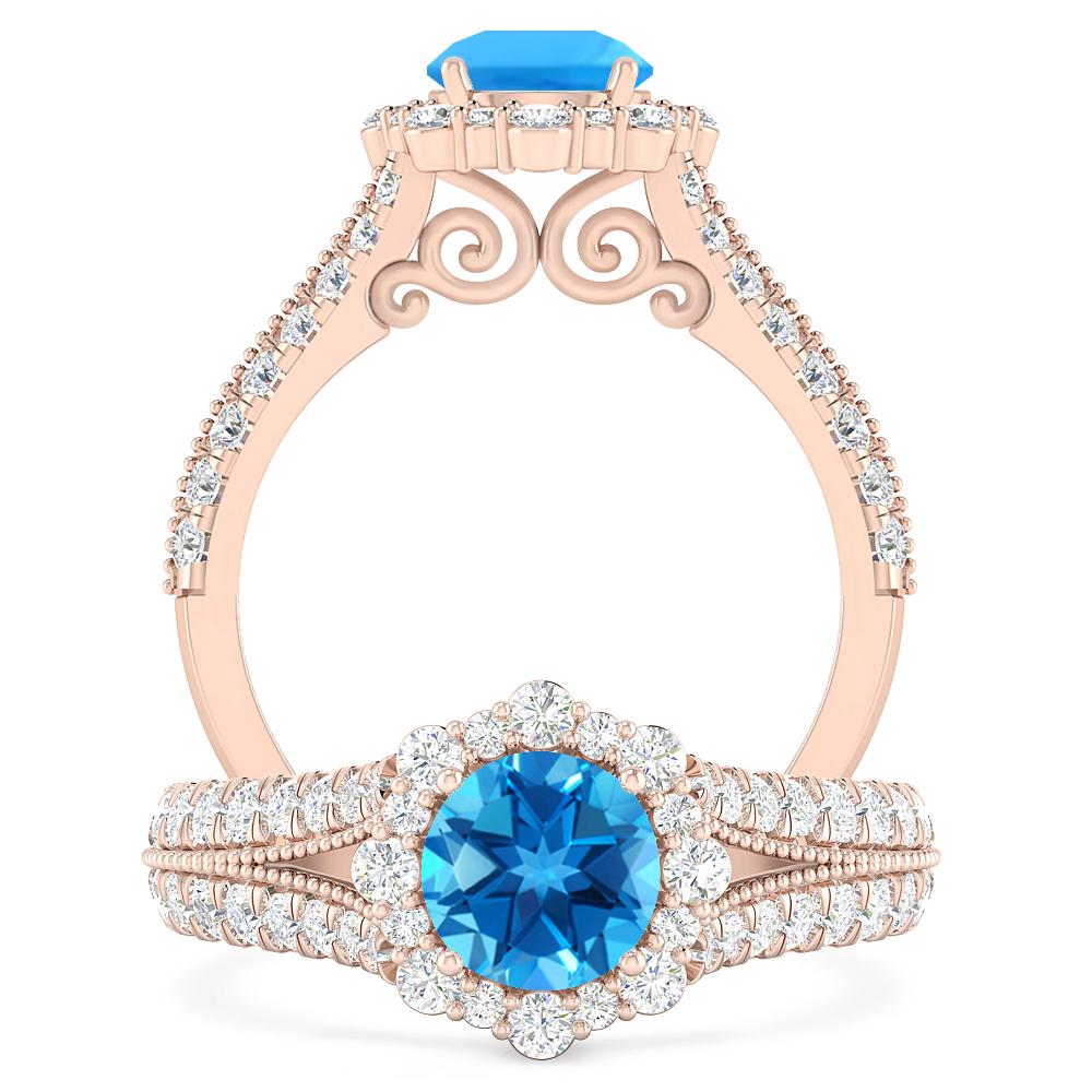 Rose Gold - Blue Topaz