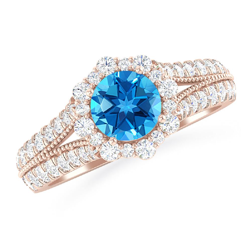 Rose Gold - Blue Topaz