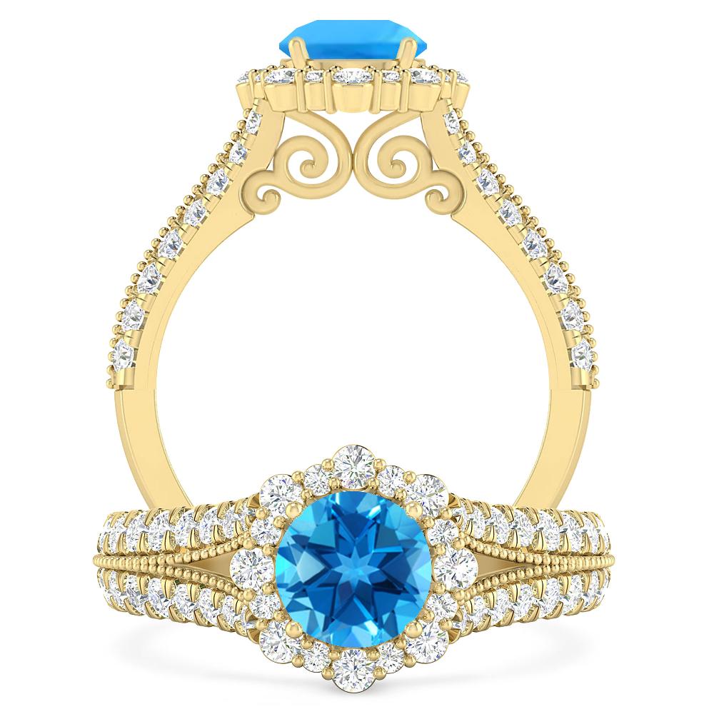 Yellow Gold - Blue Topaz