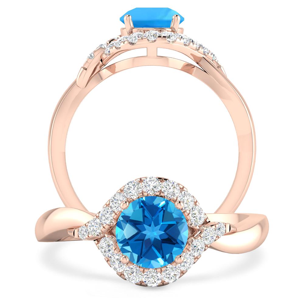 Rose Gold - Blue Topaz