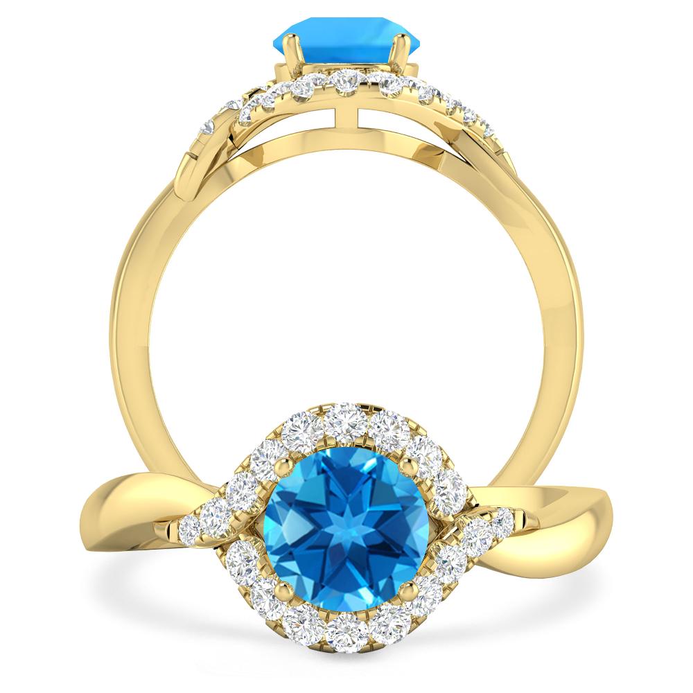 Yellow Gold - Blue Topaz