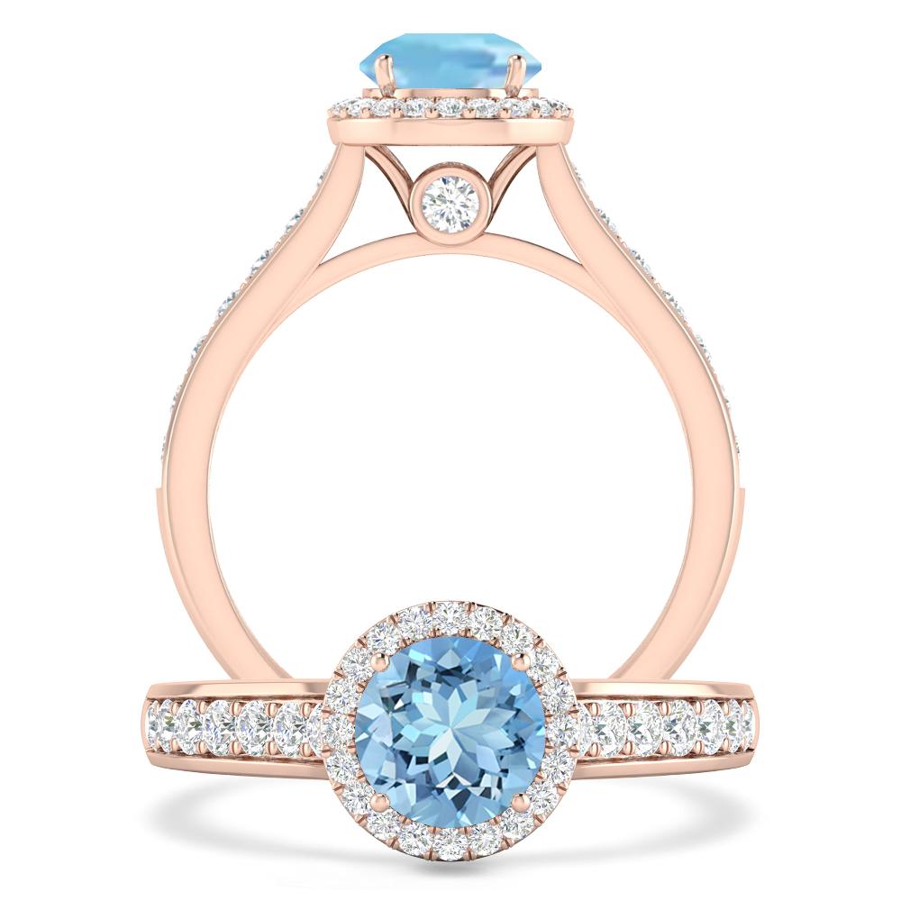 Rose Gold - Aquamarine