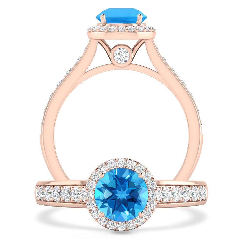 Rose Gold - Blue Topaz