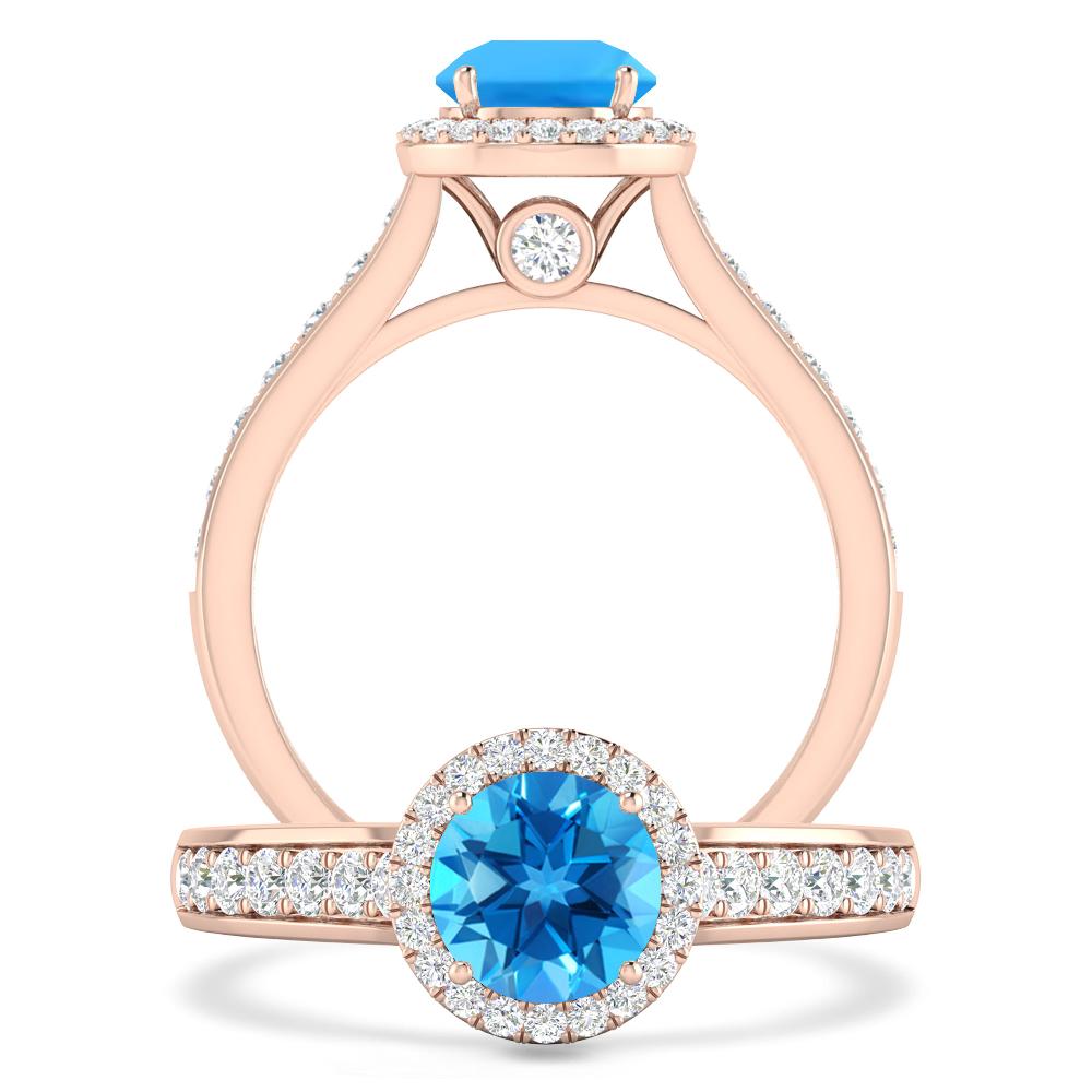 Rose Gold - Blue Topaz