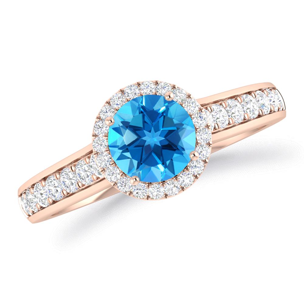 Rose Gold - Blue Topaz