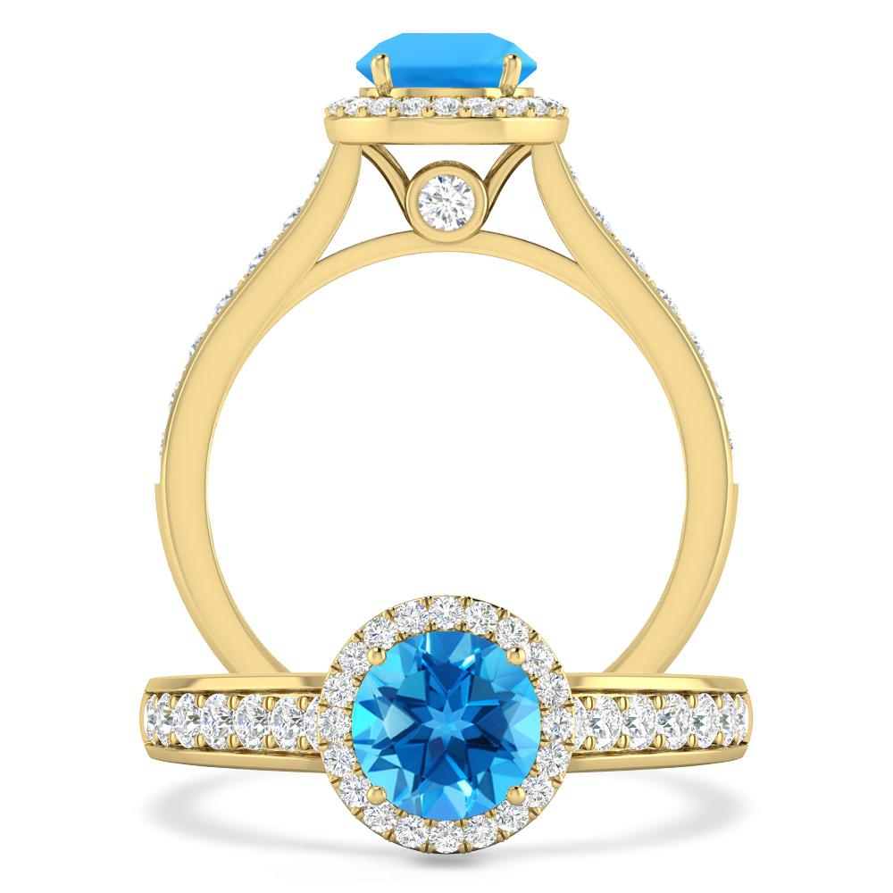 Yellow Gold - Blue Topaz