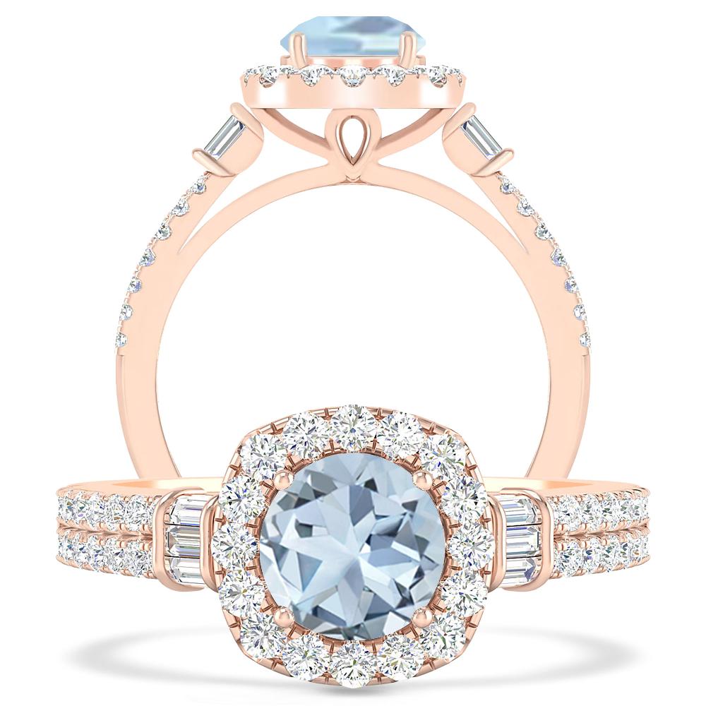 Rose Gold - Aquamarine