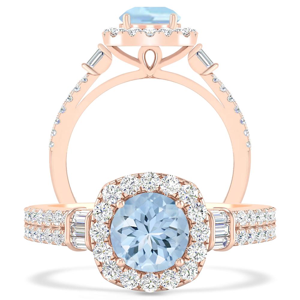 Rose Gold - Aquamarine