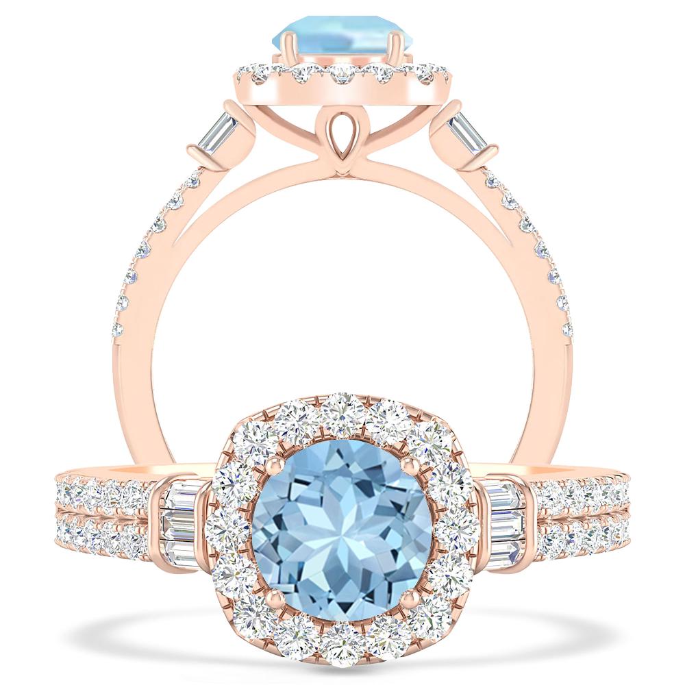 Rose Gold - Aquamarine