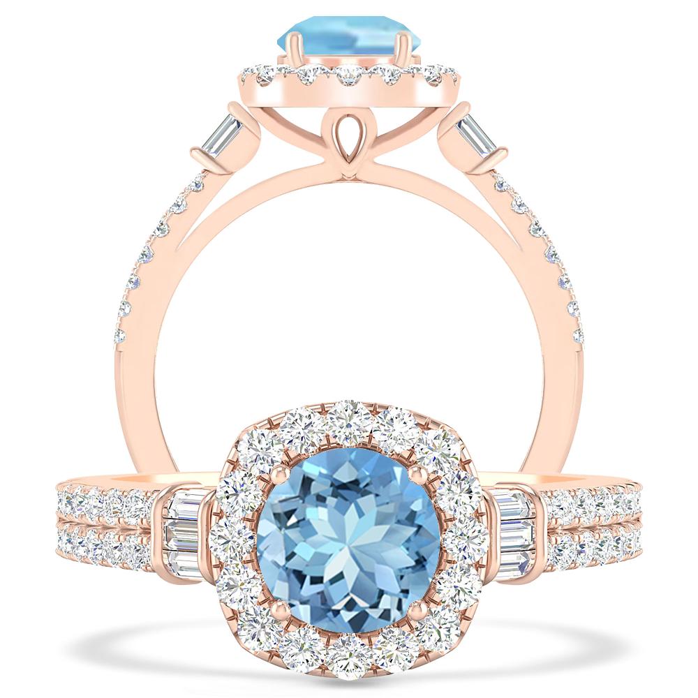 Rose Gold - Aquamarine