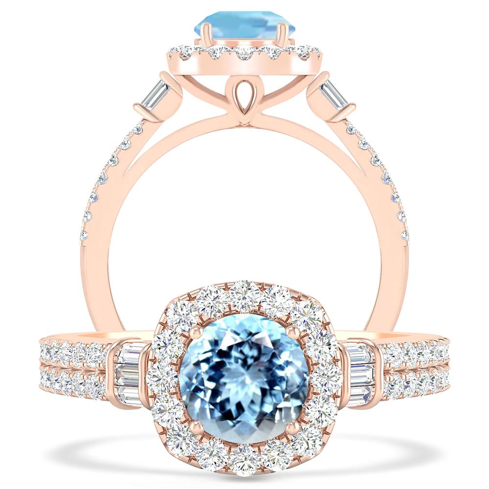 Rose Gold - Aquamarine