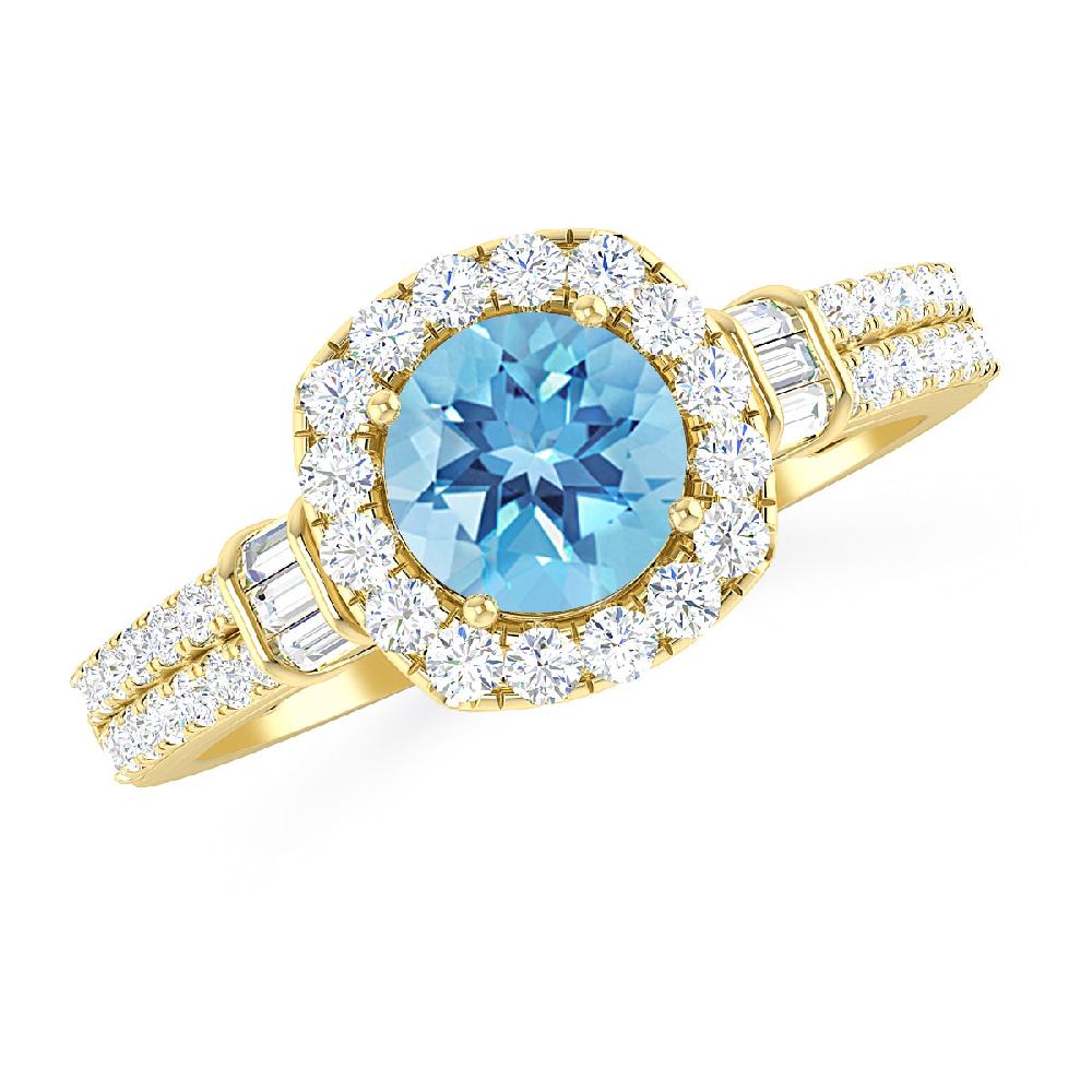 Yellow Gold - Blue Topaz