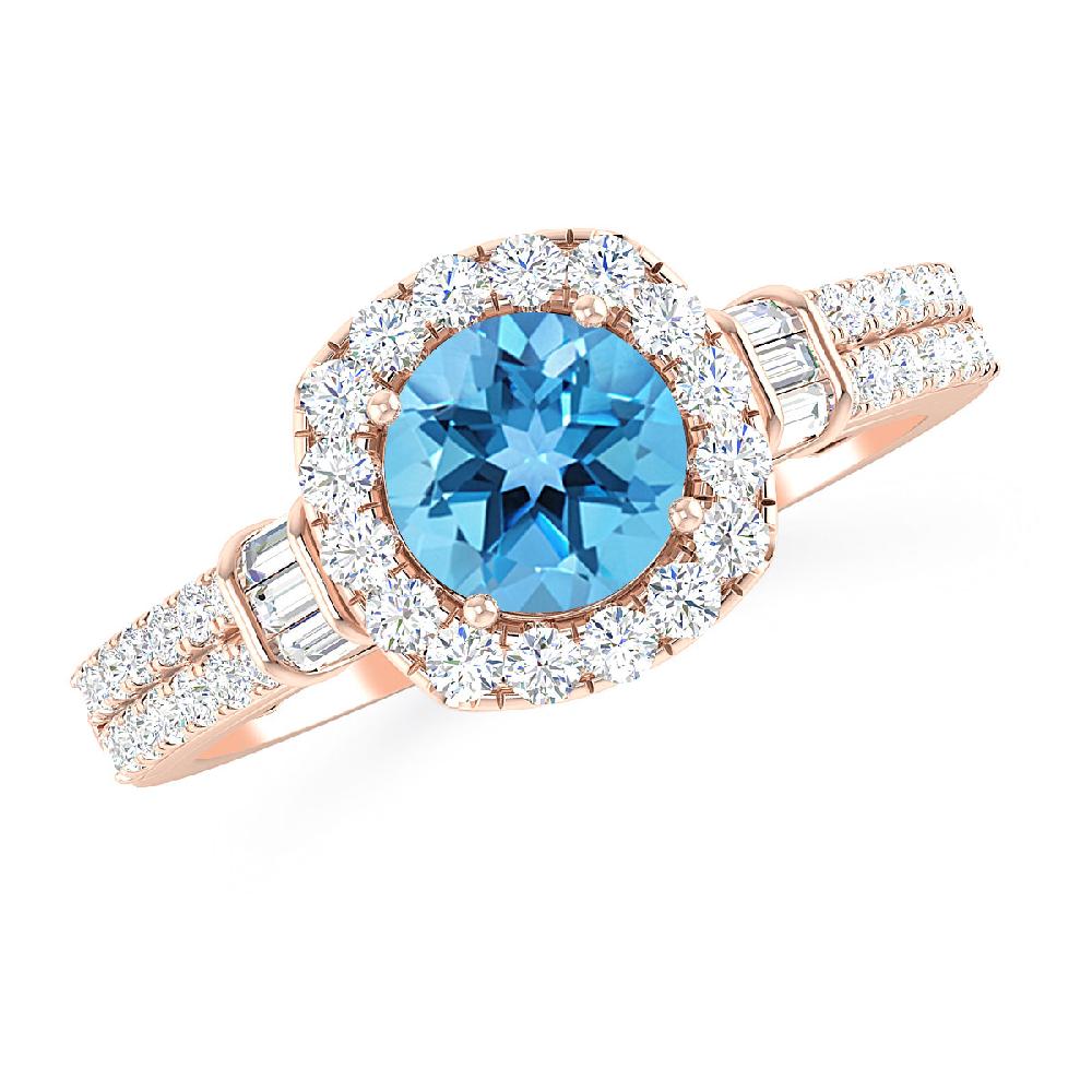 Rose Gold - Blue Topaz