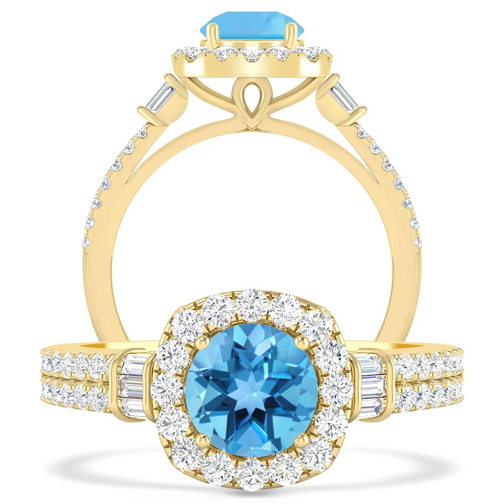 Yellow Gold - Blue Topaz