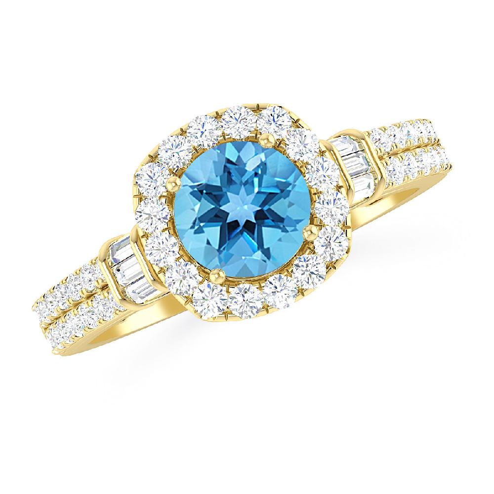 Yellow Gold - Blue Topaz