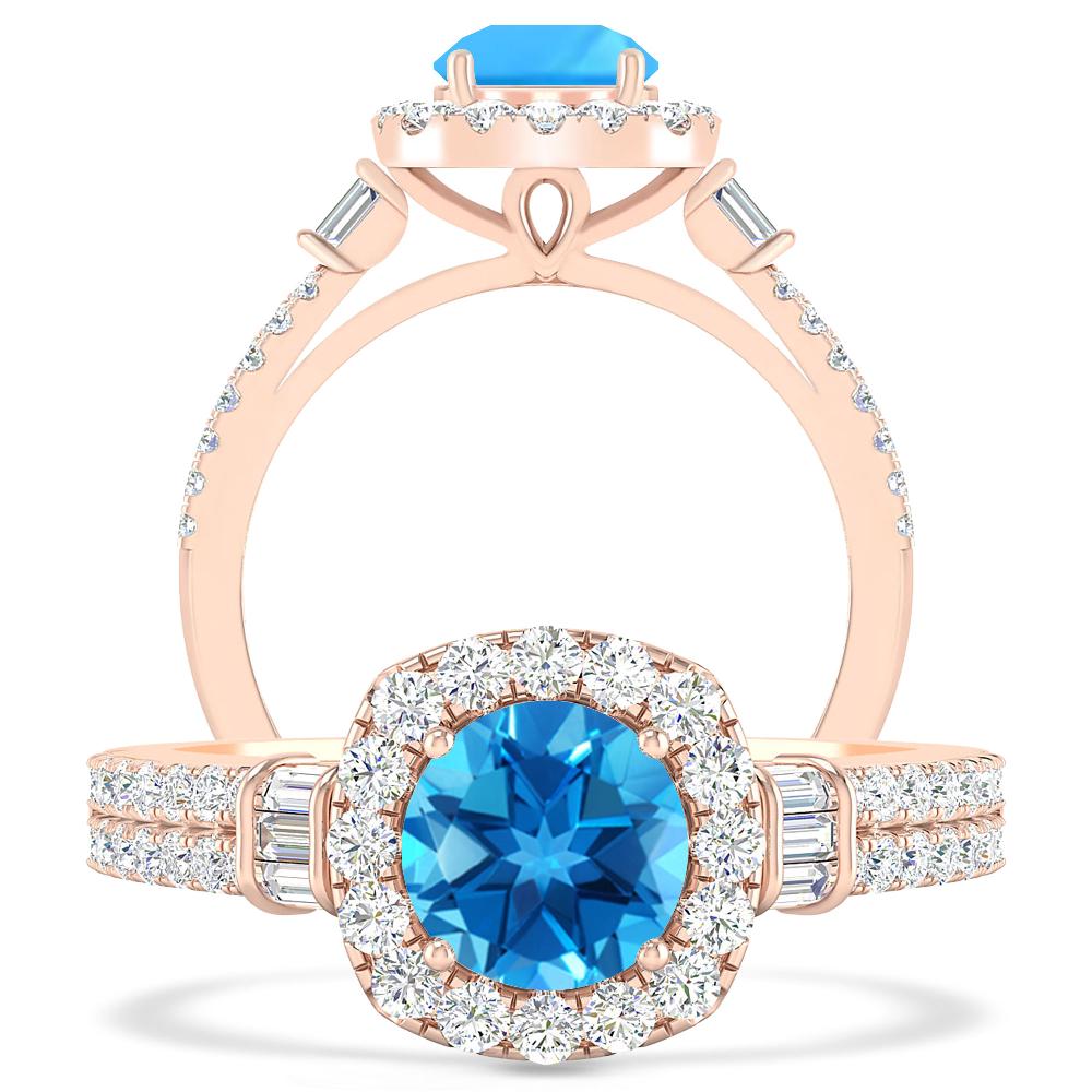 Rose Gold - Blue Topaz