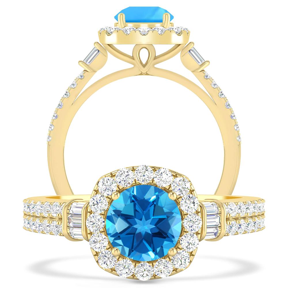 Yellow Gold - Blue Topaz