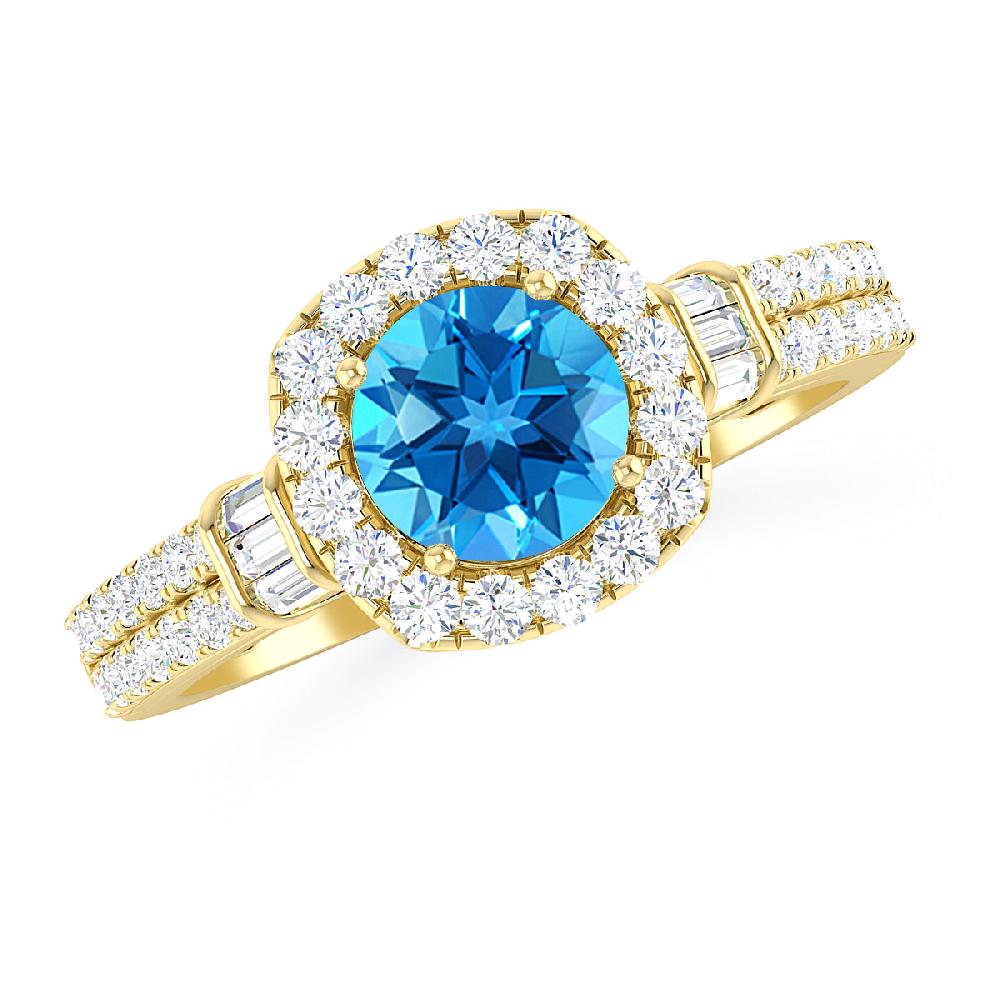 Yellow Gold - Blue Topaz