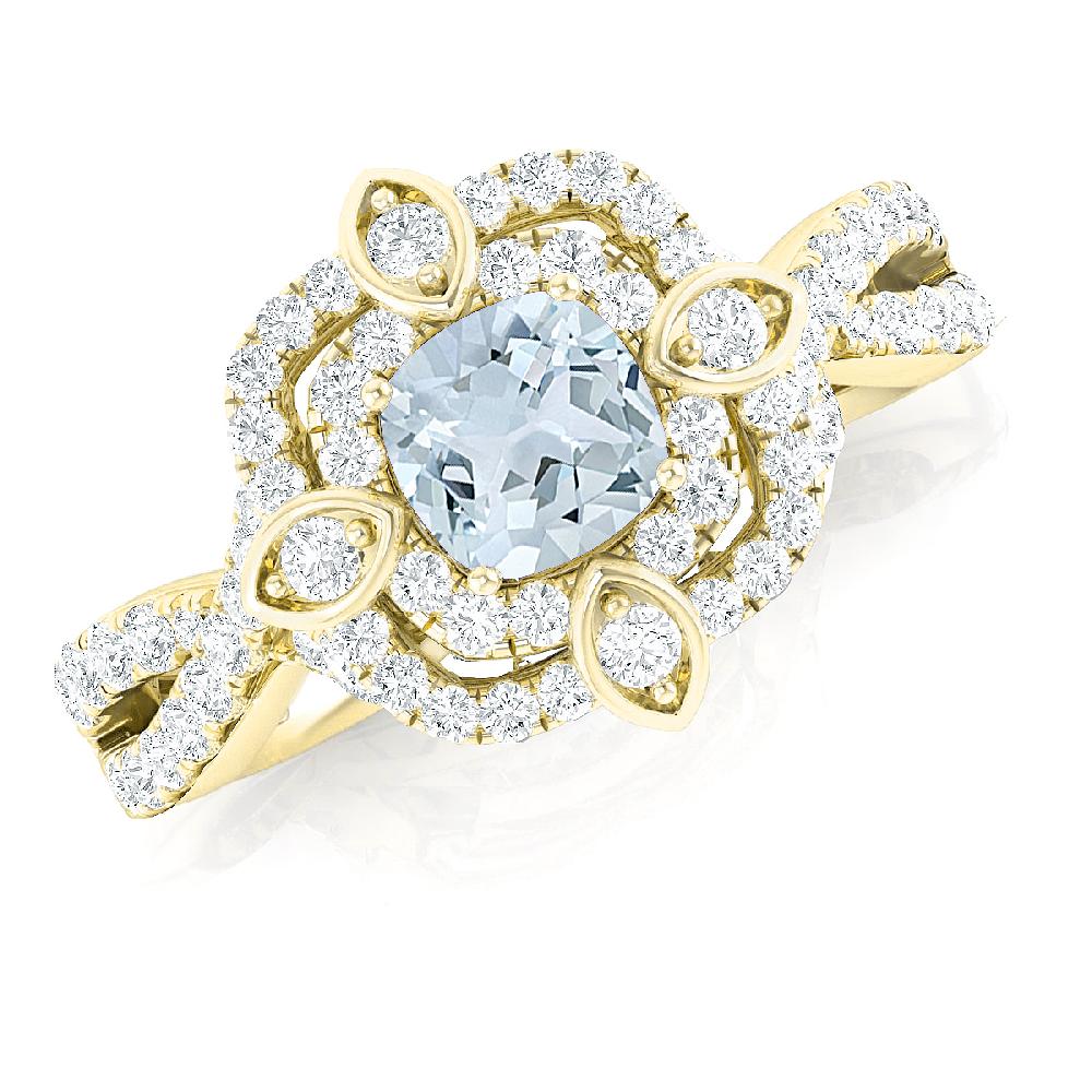 Yellow Gold - Aquamarine