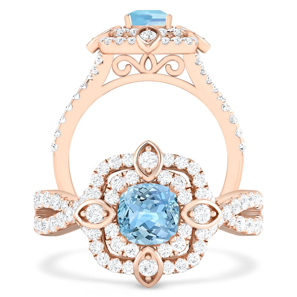 Rose Gold - Aquamarine