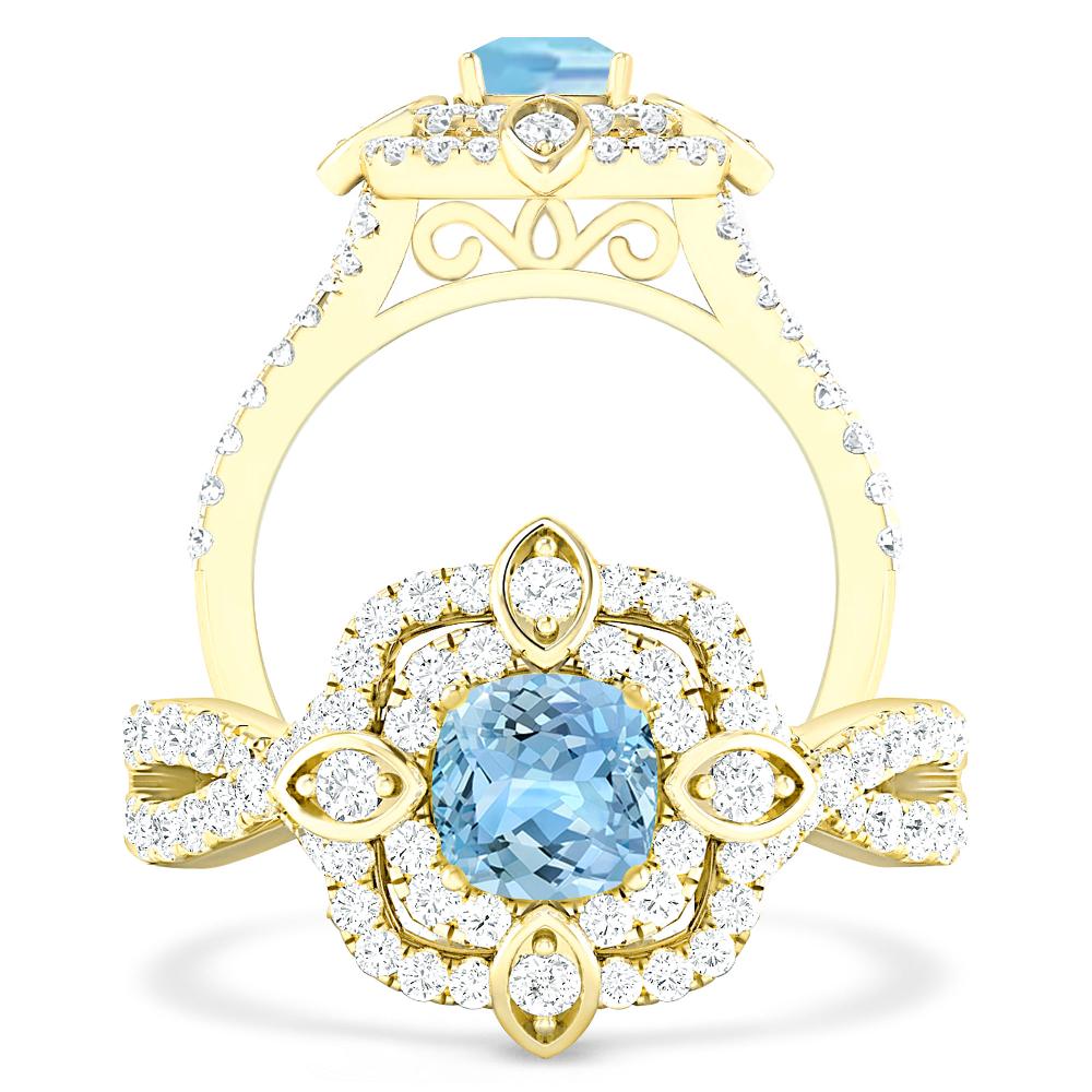 Yellow Gold - Aquamarine