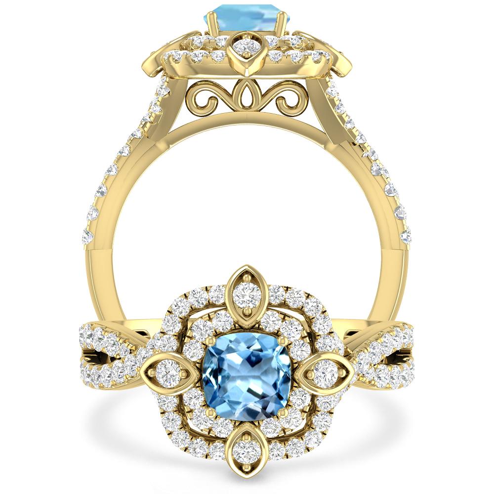 Yellow Gold - Aquamarine