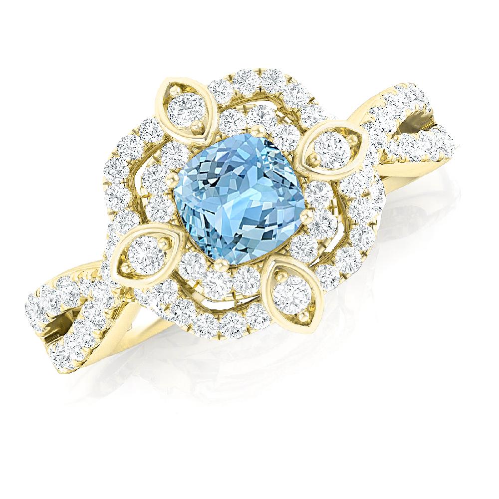 Yellow Gold - Aquamarine