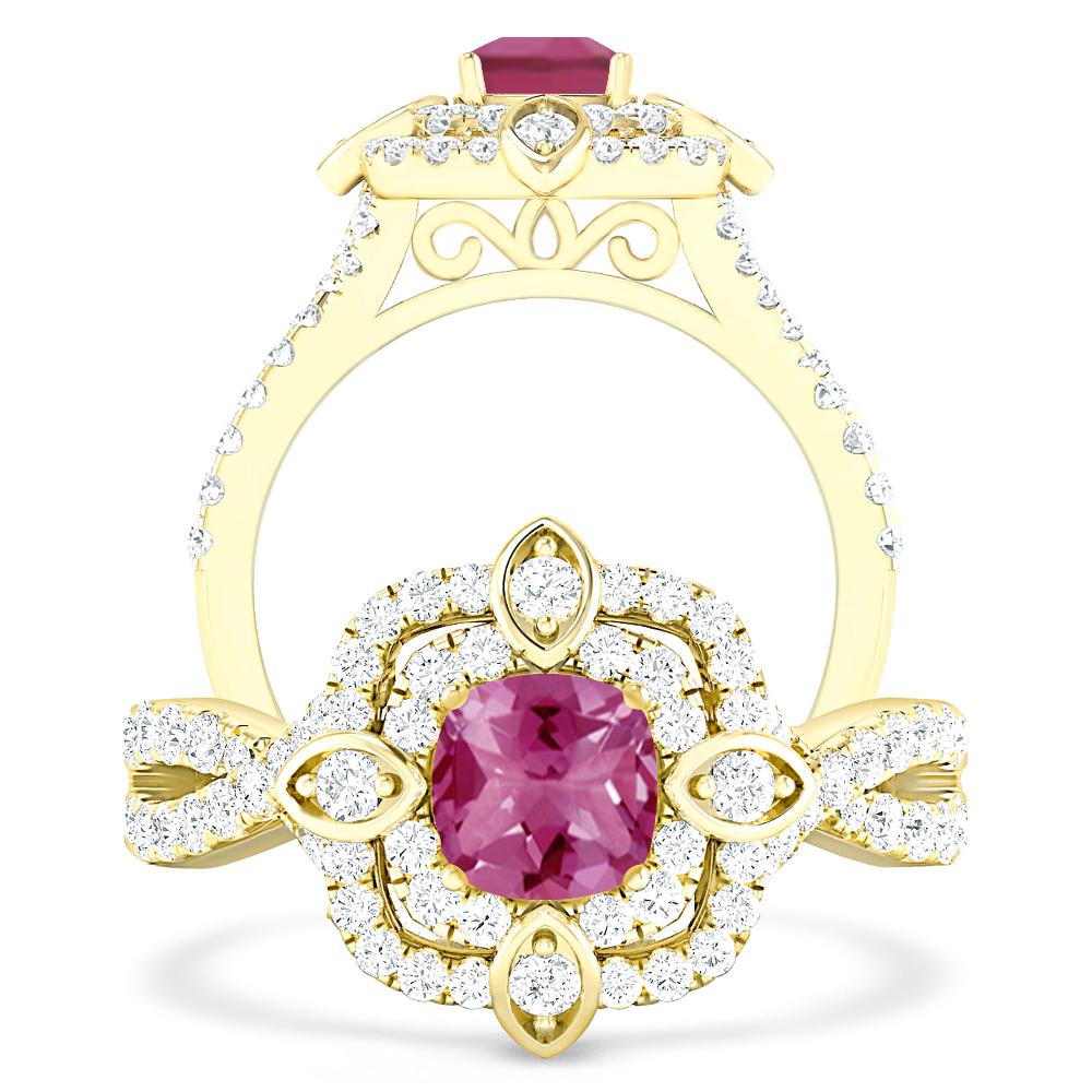 Yellow Gold - Pink Tourmaline