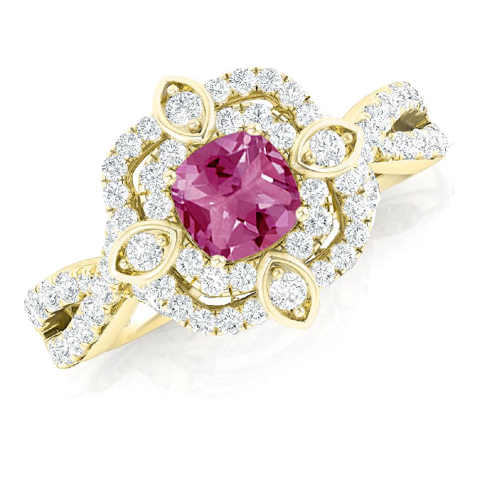 Yellow Gold - Pink Tourmaline