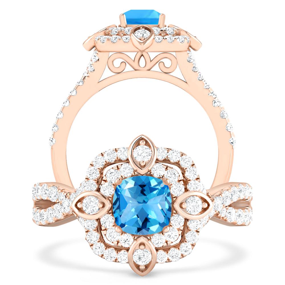 Rose Gold - Blue Topaz