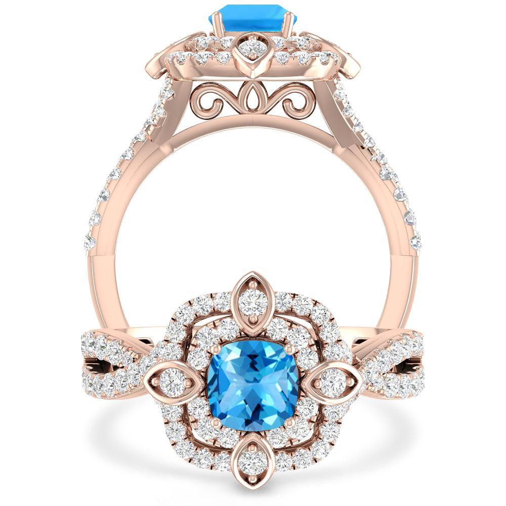 Rose Gold - Blue Topaz