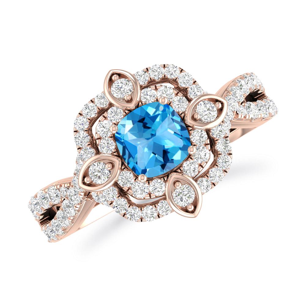 Rose Gold - Blue Topaz