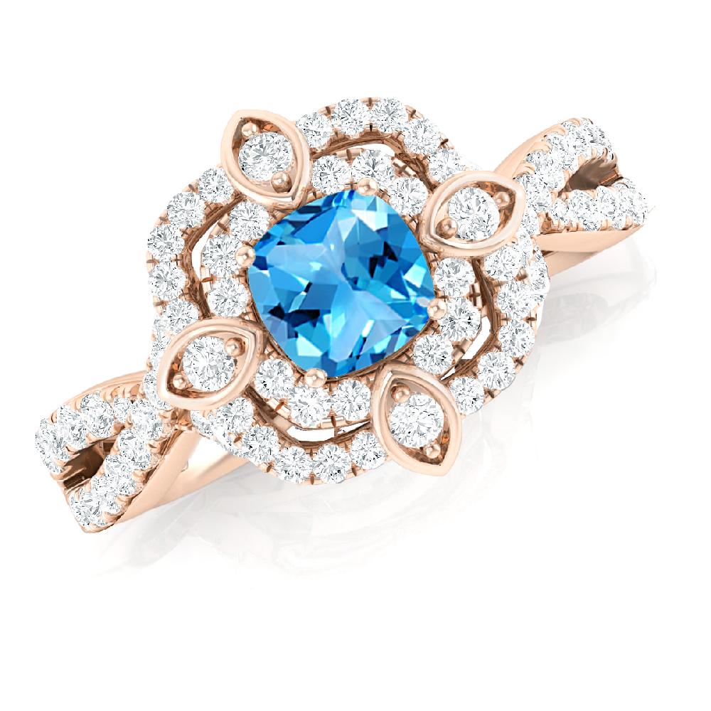 Rose Gold - Blue Topaz