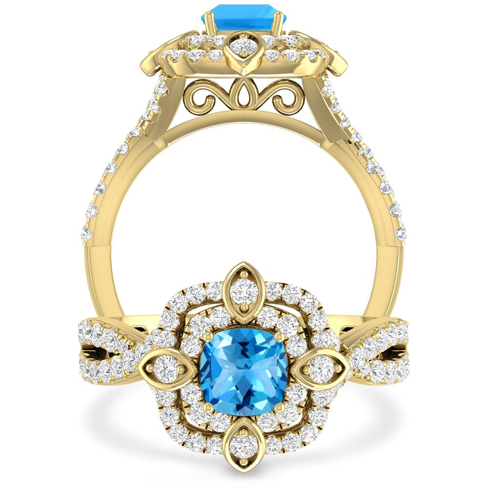 Yellow Gold - Blue Topaz