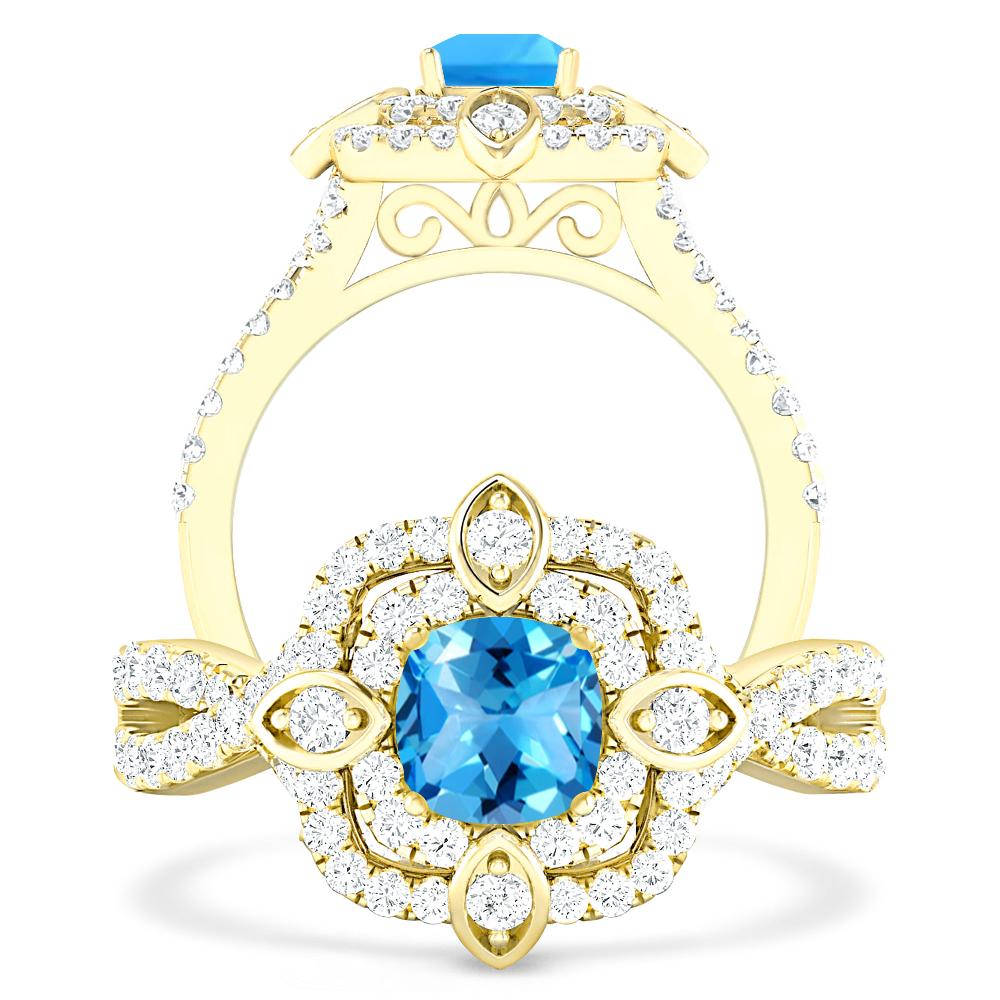 Yellow Gold - Blue Topaz