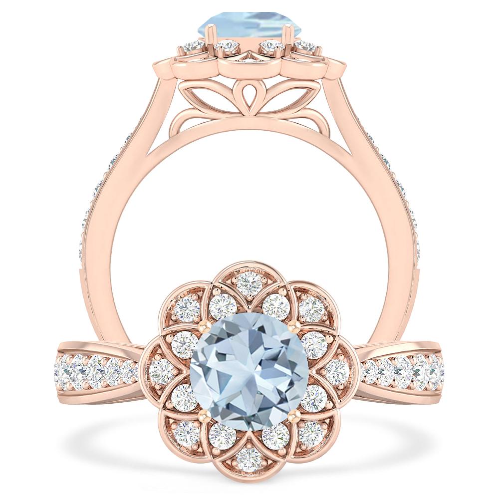 Rose Gold - Aquamarine