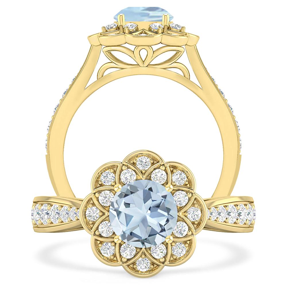 Yellow Gold - Aquamarine