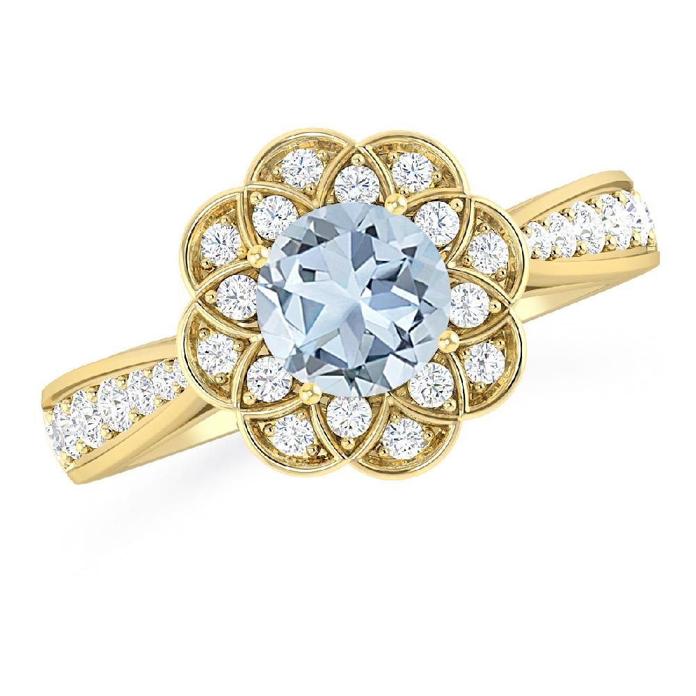 Yellow Gold - Aquamarine