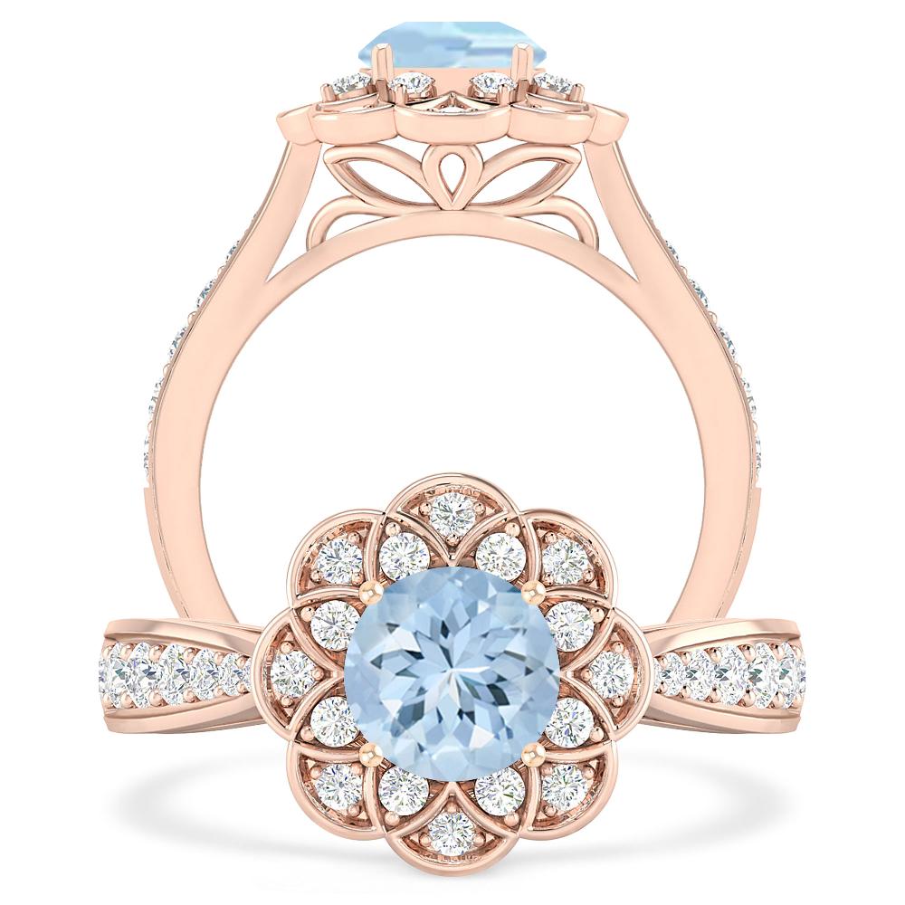 Rose Gold - Aquamarine