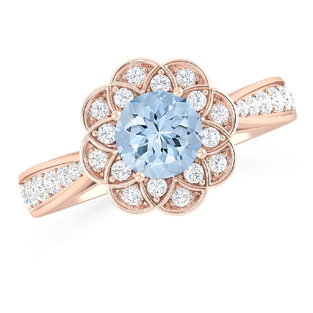 Rose Gold - Aquamarine