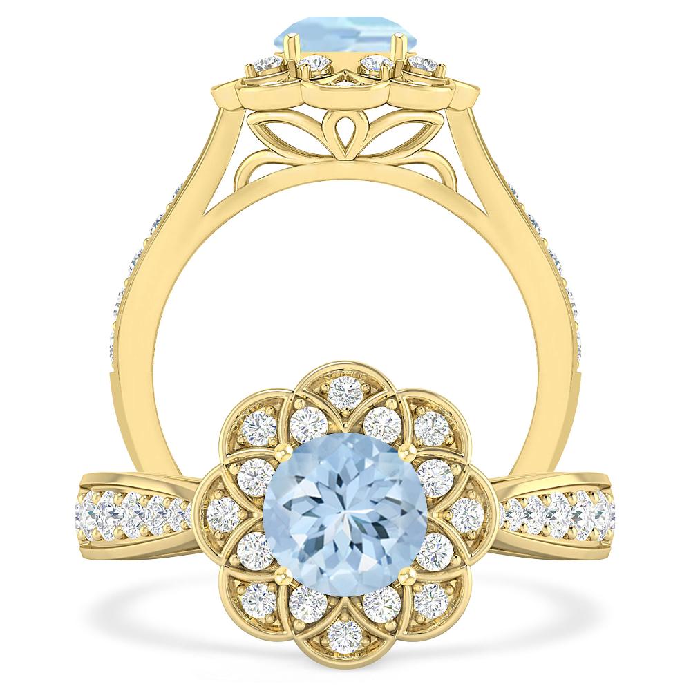 Yellow Gold - Aquamarine