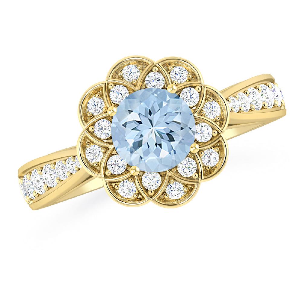 Yellow Gold - Aquamarine