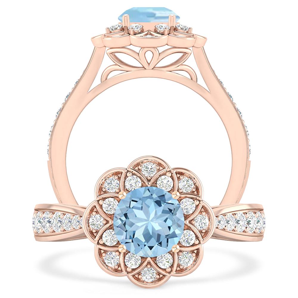 Rose Gold - Aquamarine