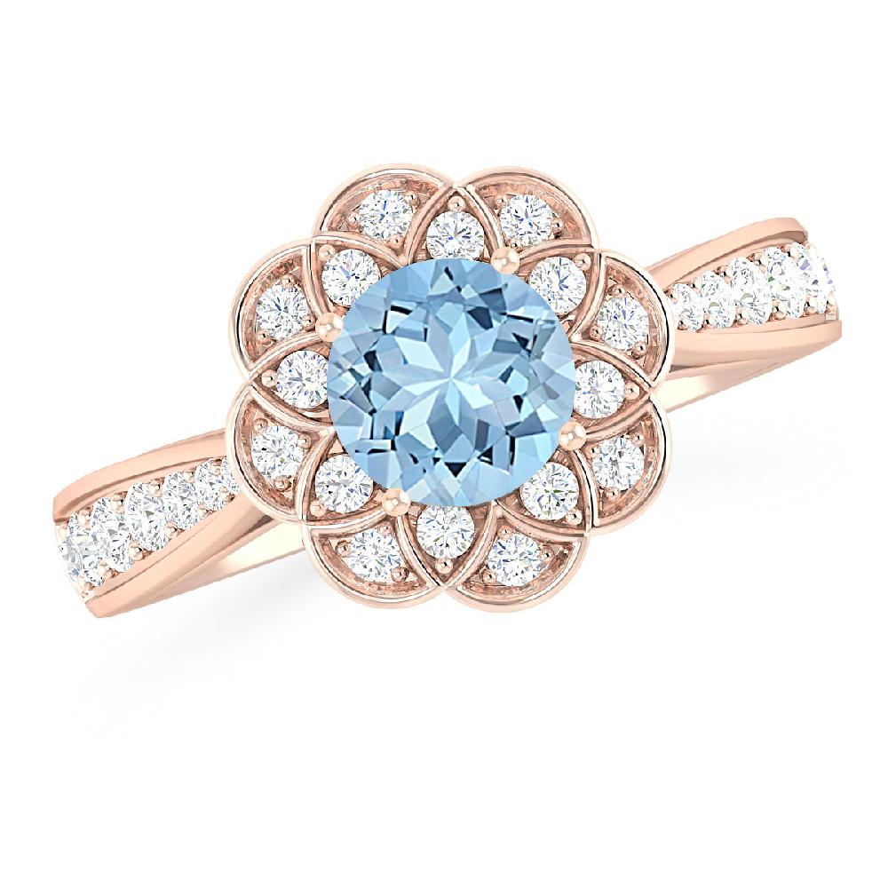 Rose Gold - Aquamarine