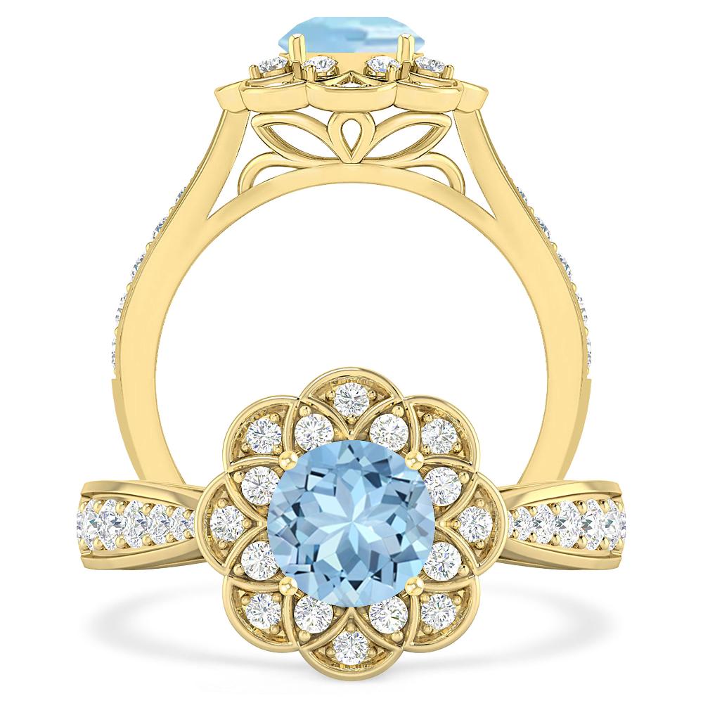 Yellow Gold - Aquamarine