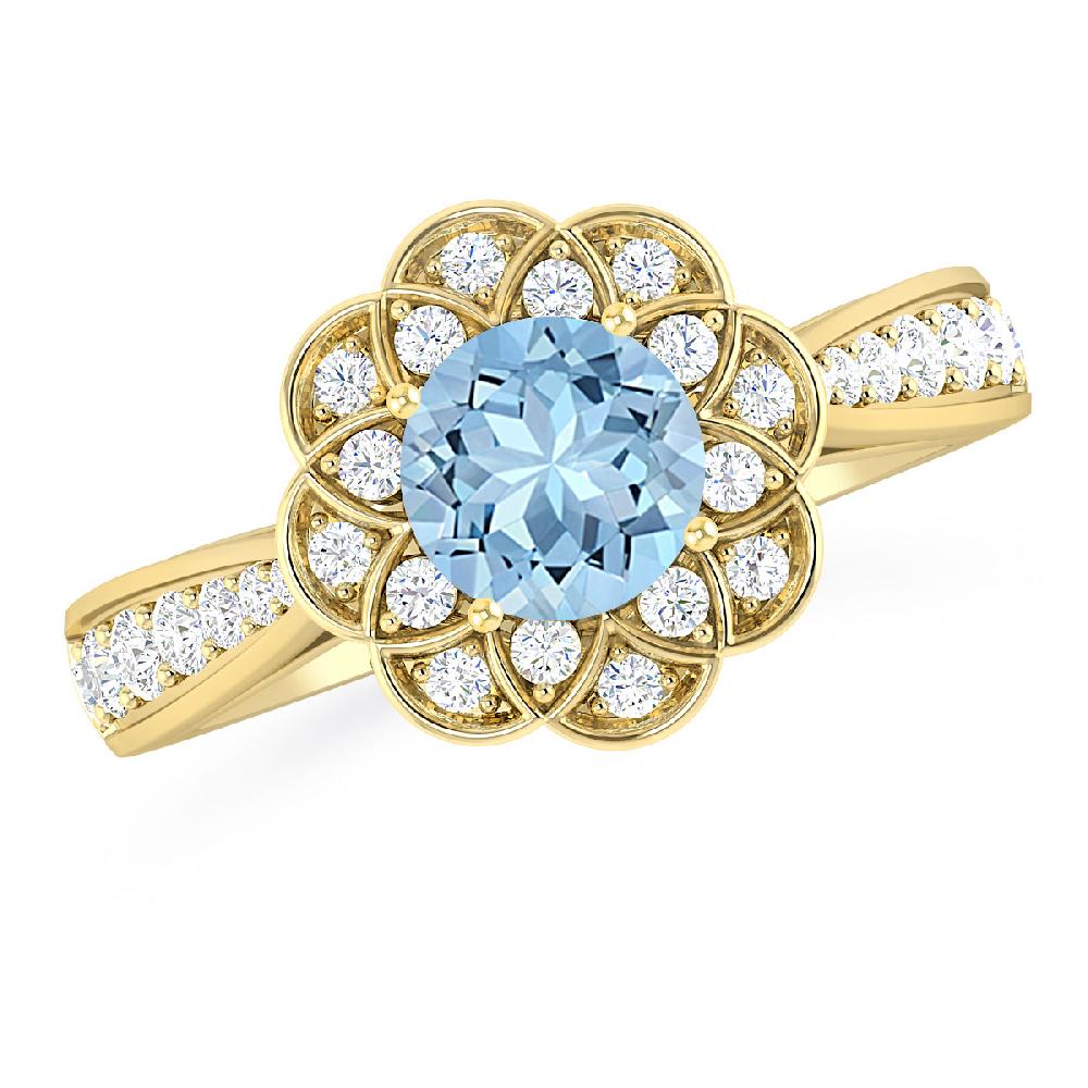 Yellow Gold - Aquamarine