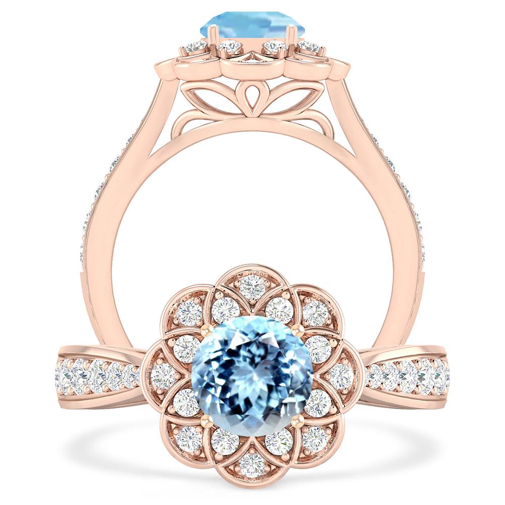 Rose Gold - Aquamarine